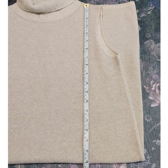 Lafayette 148 Sleeveless Midi Sweater Dress Wool Blend Turtleneck Beige Womens S - Picture 7 of 9